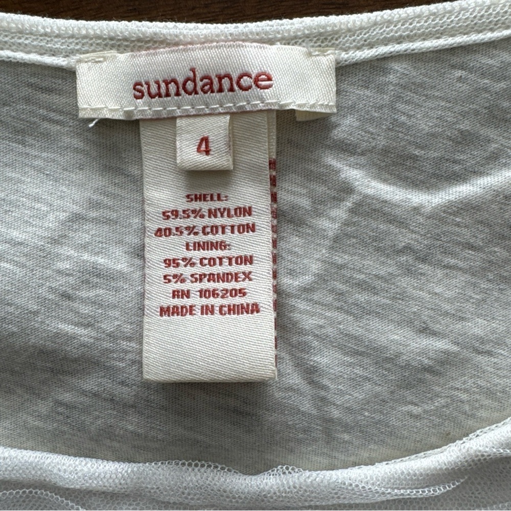 Sundance Ivory Off White Sleeveless Pleated Mesh Embroidered Lace Dress 4 - Picture 9 of 11